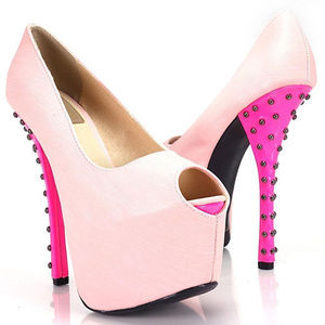Light pink & Fuchsia colorblock studded Heels